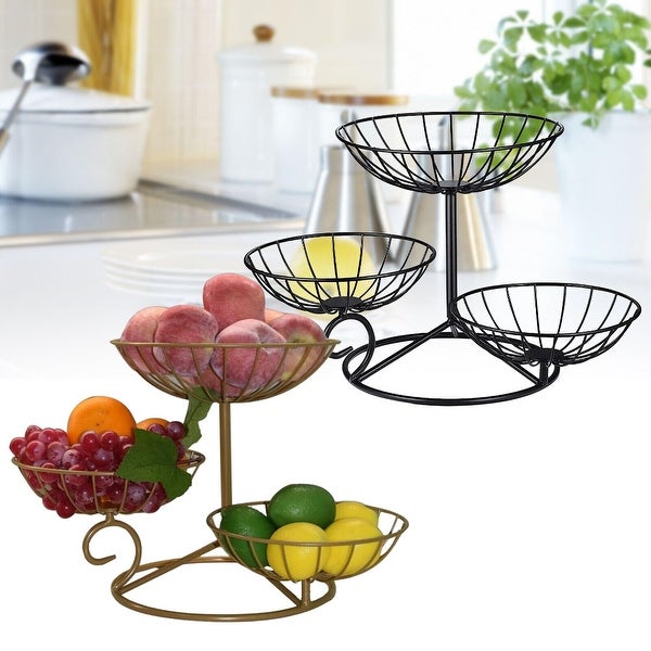 3-Tier Multifunctional Metal Fruit Storage Basket Stand Detachable