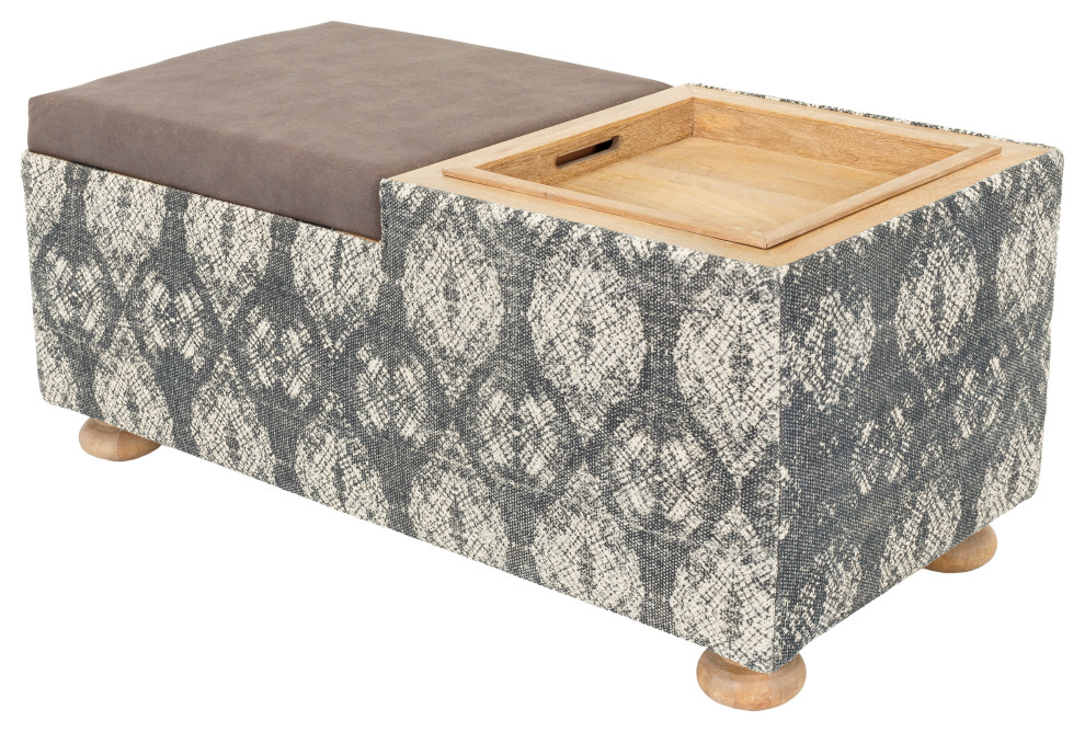 Surya Arturo AUO 001 Storage Ottoman  Ink Blue/Charcoal   Traditional   Footstools And Ottomans   by Surya  Houzz