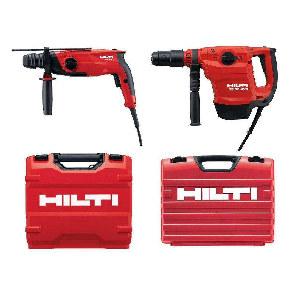 Hilti 120-Volt Corded TE 50 AVR SDS Maximum 34 in. 17.7 in. x 10.7 in. Rotary Hammer Drill and TE 3-C SDS Plus Hammer Drill 3553051