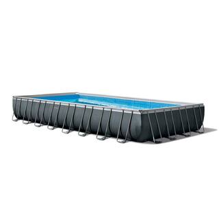 Intex 32 ft. x 16 ft. x 52 in. Ultra XTR Rectangular Above Ground Swimming Pool Set Gray 26373EH