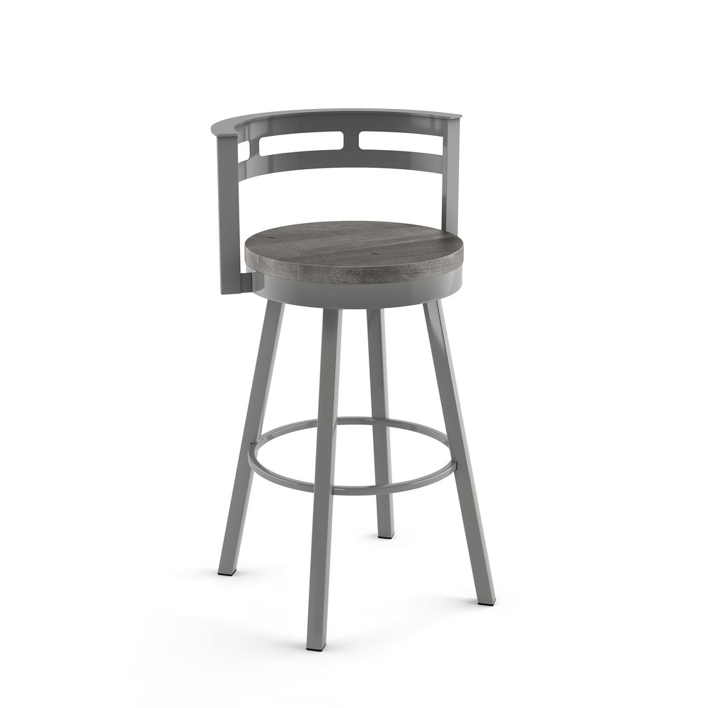 Amisco Vector Swivel Bar Stool with Distressed Wood Seat