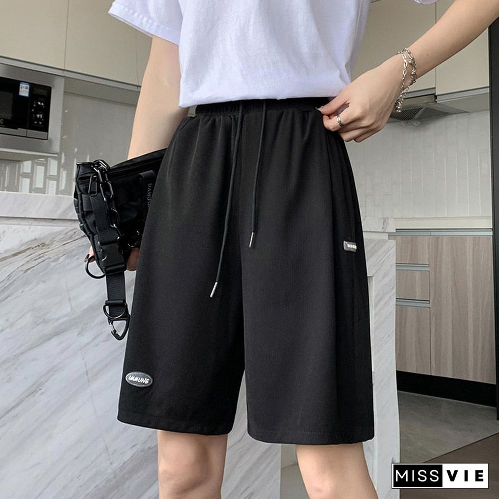 Hot Summer Casual Ice Silk Biker Shorts Women Plus Size High Waist Loose Shorts Short Sweatpants Streetwear Womens Shorts