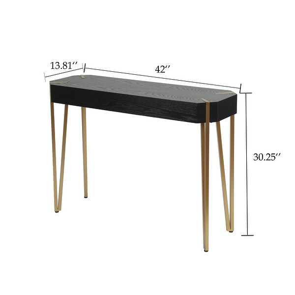 Black Wood and Gold Metal Console and Entry Table - 30.25