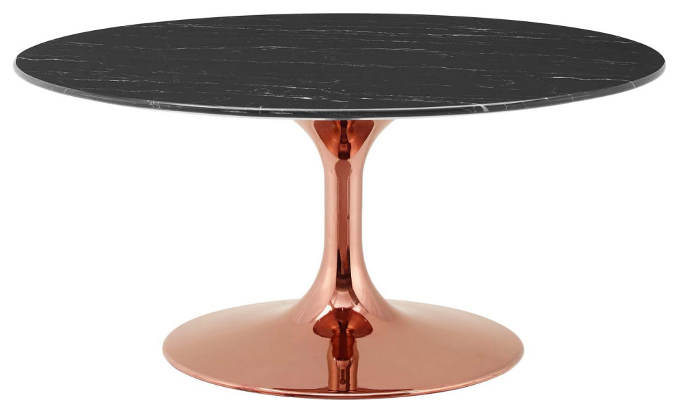 Lippa 36 quotArtificial Marble Coffee Table  Rose Black   Midcentury   Coffee Tables   by PARMA HOME  Houzz