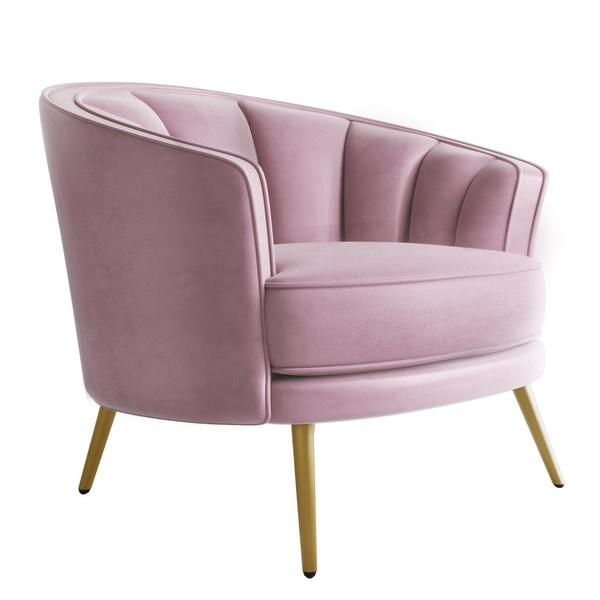 Modern Velvet Tub Barrel Leisure Accent Chair with Steel Legs