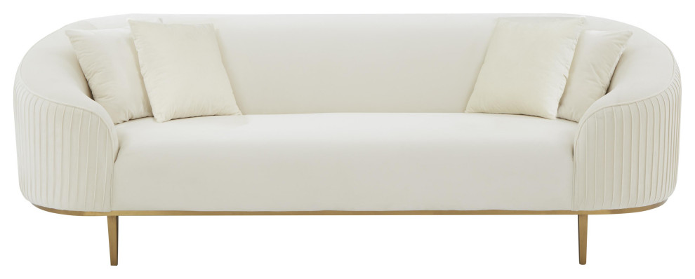 Michelle Velvet Pleated Sofa by Inspire Me Home Decor   Contemporary   Sofas   by TOV Furniture  Houzz