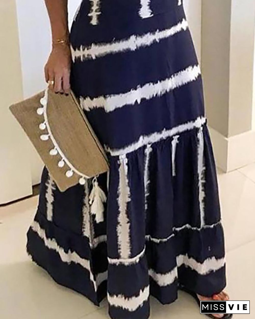 Tie Dye Print Halter Maxi Dress