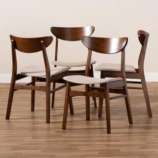 Baxton Studio Parlin Light Beige and Walnut Brown Fabric Dining Chair (Set of 4) 167-10809-HD