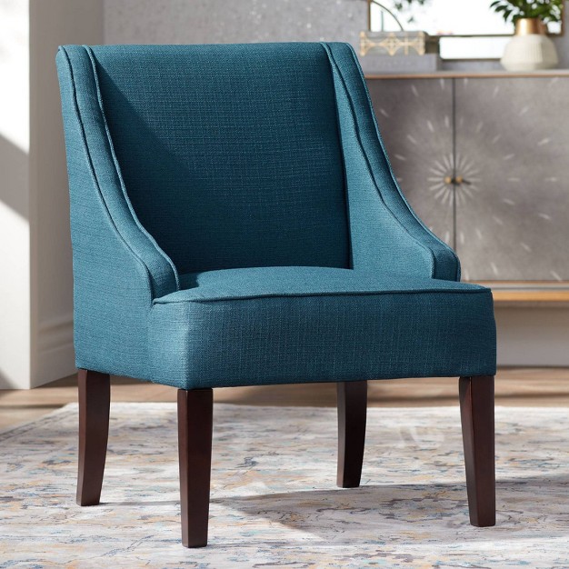 Elm Lane Dixon Blue Fabric Swoop Arm Chair