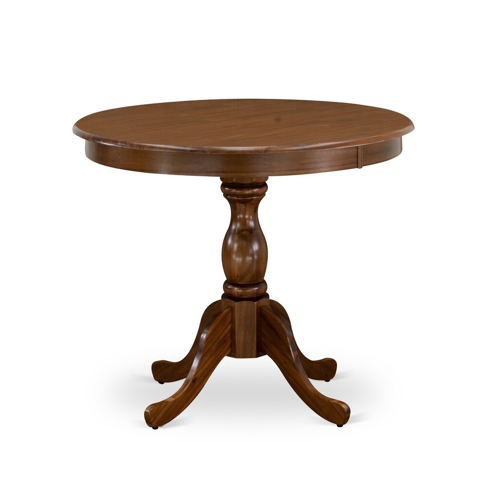 East West Furniture Dining Room Table   a Round kitchen Table Top with Pedestal Base  (Finish Options Available)