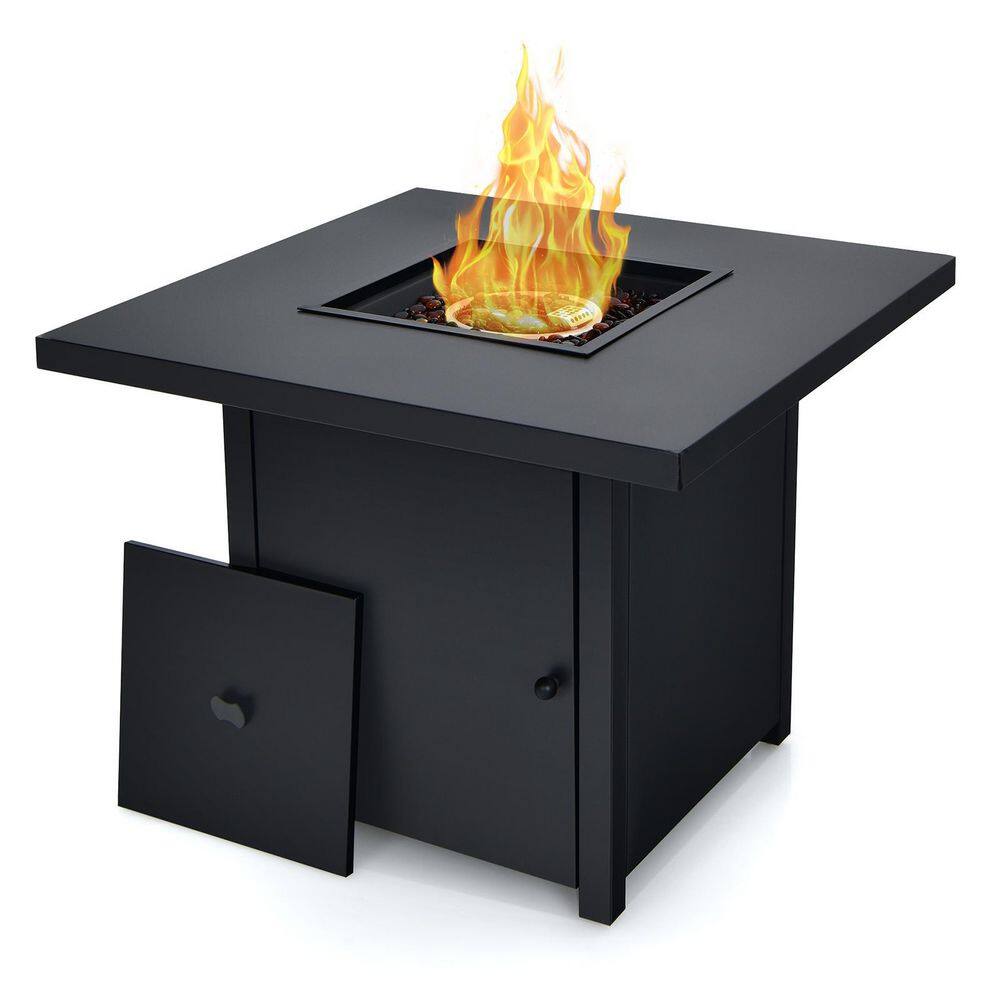 HONEY JOY 32 in. Propane Outdoor Fire Pit Table 40000 BTU Gas Fire Pit Patio Square Firetable for Backyard Garden Deck TOPB005481