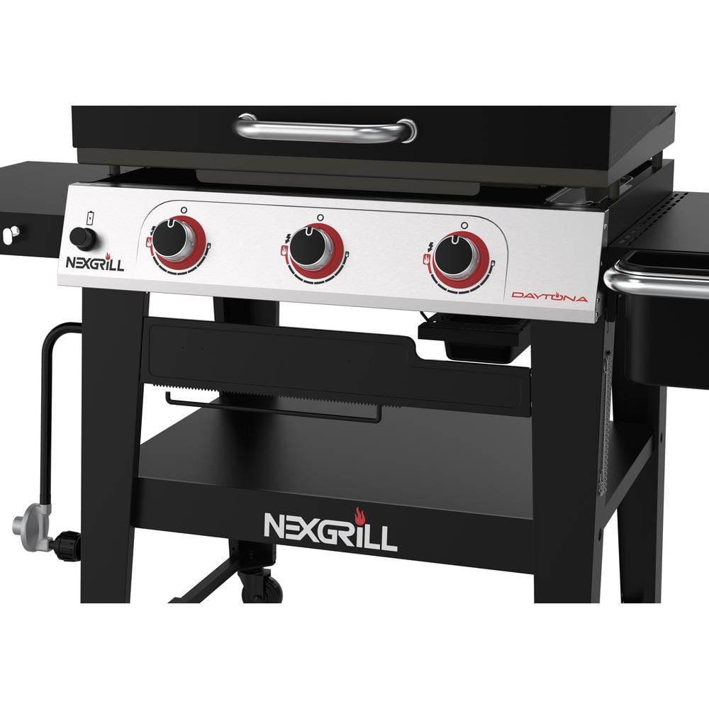 Nexgrill Daytona 3-Burner 30 in. Propane Gas Griddle in Black with Lid 720-1057