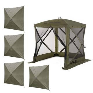 Clam Quick-Set Traveler Green Outdoor Screen Shelter with Wind Panels (4-Pack) CLAM-TV-9870 + 2 x CLAM-WP-2PK-9896