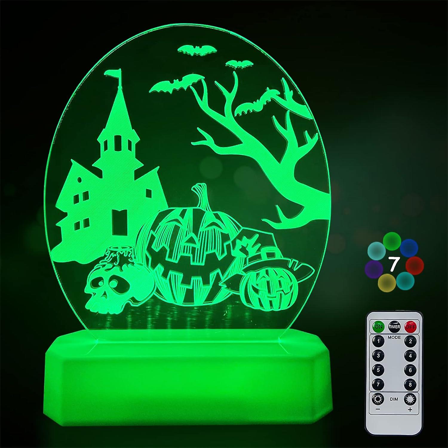 3d Halloween Night Light， Halloween Led Lights Decor， 3d Table Lamp， 3d Effect Night Light Decoration Halloween Indoor Luminous Decor