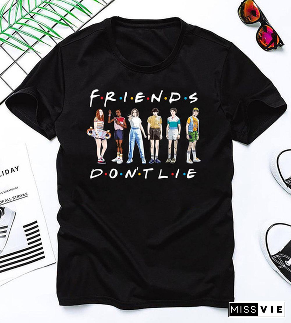 Stranger Things T-Shirt Cool Friends Don'T Lie Graphic Tee Shirt The Upside Down Shirts Stranger Things 3 Eleven Shirts