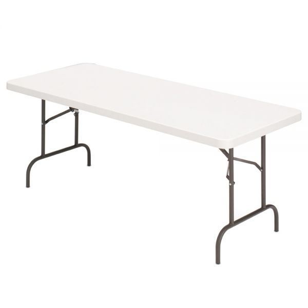 Molded Plastic Top Folding Table， 8'W， Gray Granite