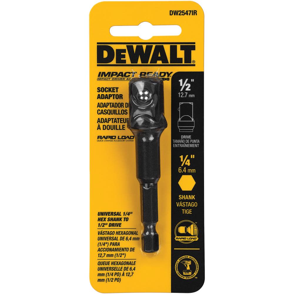 DW Impact Ready 1/4 In. Hex Shank to 1/2 In. Socket Adapter DW2547IR from DW