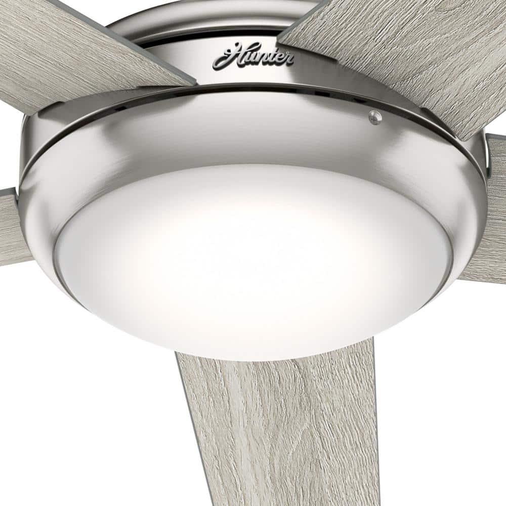 Hunter Barton 52 in LED Indoor Brushed Nickel Ceiling Fan with Light and Remote Control