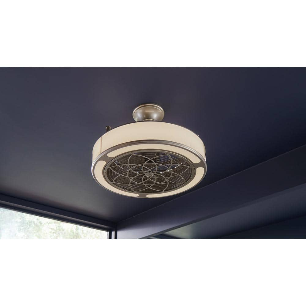 Home Decorators Collection Windara 22 in. LED IndoorCovered Outdoor Brushed Nickel Ceiling Fan with Light Kit and Remote Control SFL-550L1