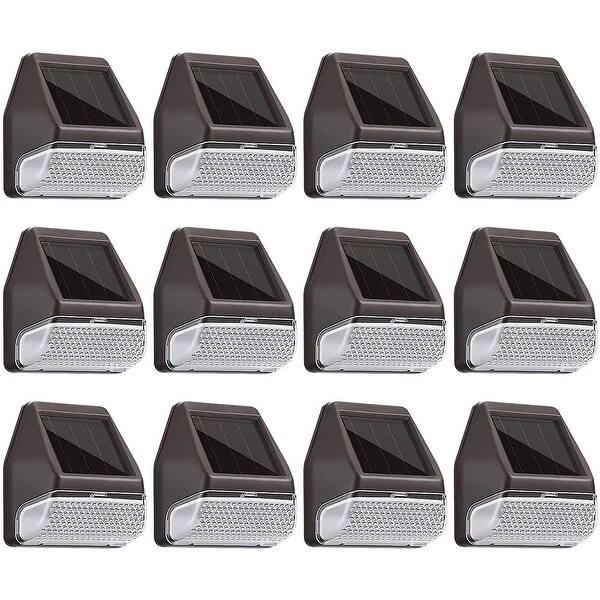 6/12 Pack Solar Dusk-to-Dawn LED Fence Light, 4000K, White / Oil Rubbed Bronze / Black