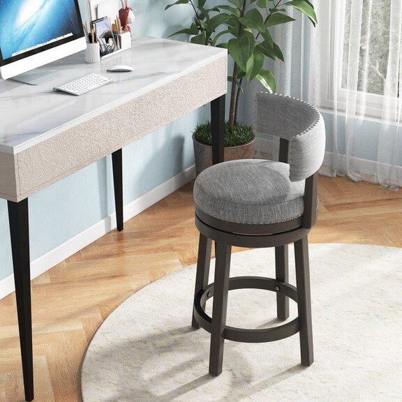 Costway 27/31 Inch Swivel Bar Stool with Upholster...