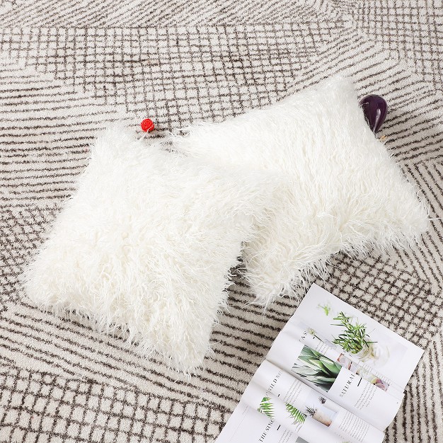 X 18 quot Faux Fur Soft Plush Shaggy Decorative Pillow Cover Piccocasa