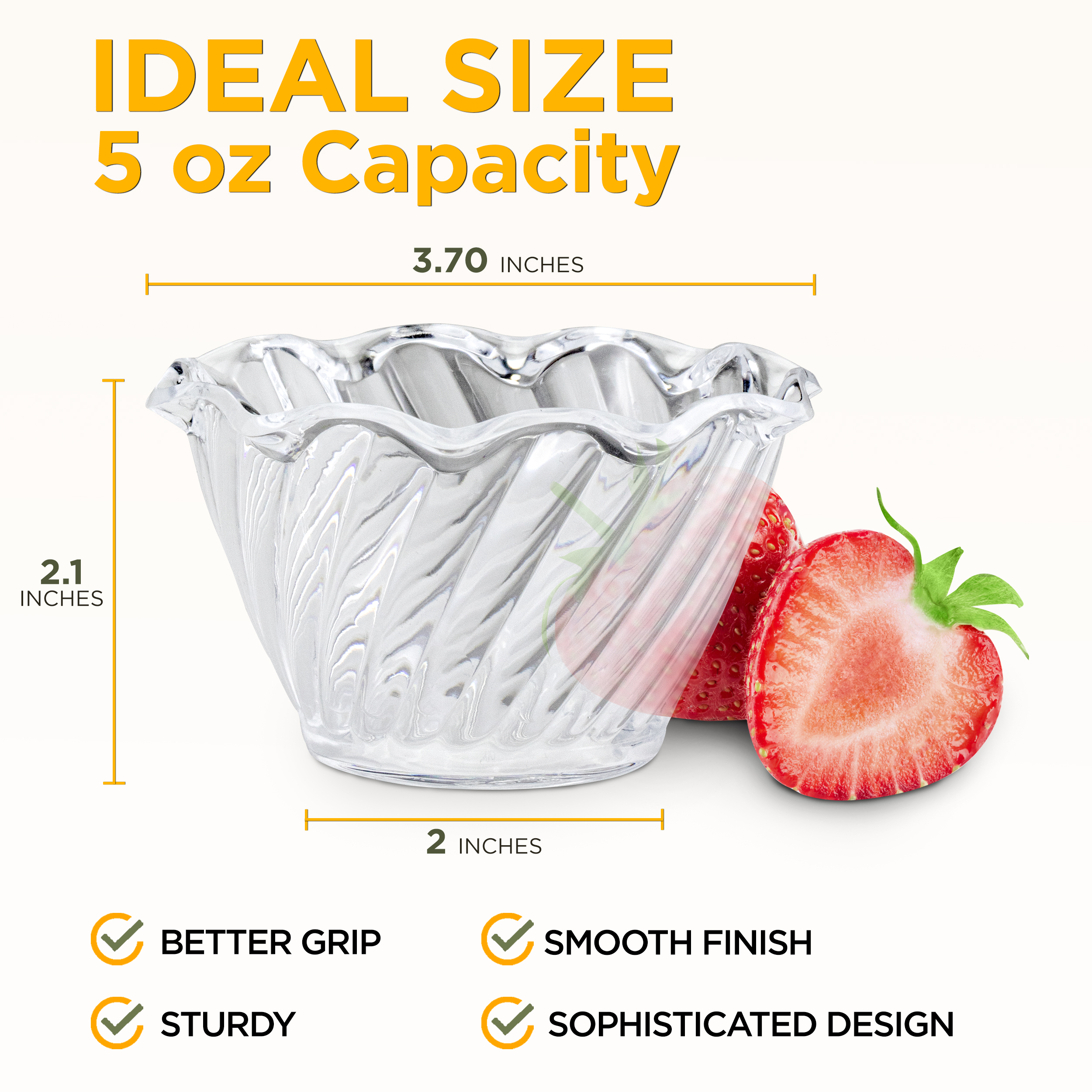 [12 Pack] 5 oz Plastic Dessert Cups - Clear Mini Ice Cream Sundae Tasting Bowls， Individual Swirl Tulip Shape Dish Holder， Salad Appetizer Chocolate Candy Serving in Party Buffet， Commercial Home Use