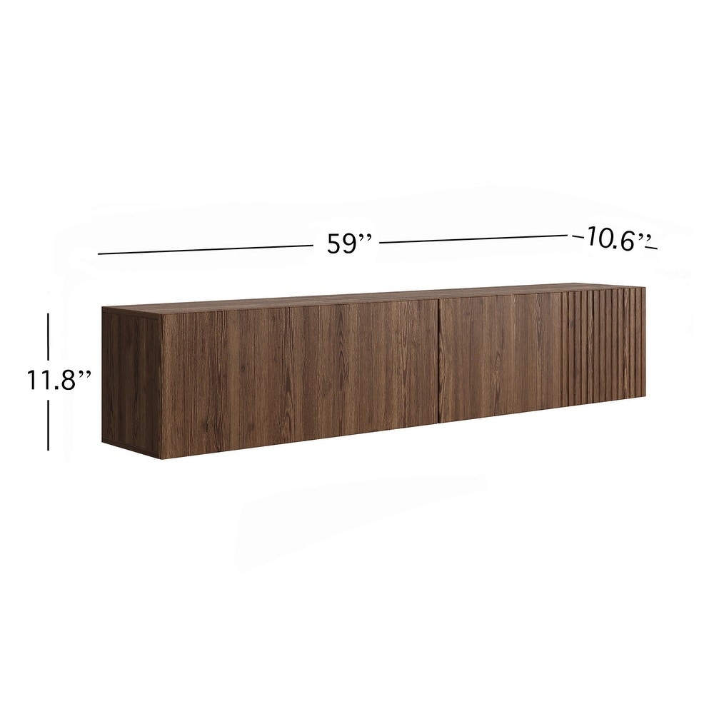 Living Skog Alessio White 59 in. Floating TV Stand Fits TV's up to 65 in. with Wall Mount Feature