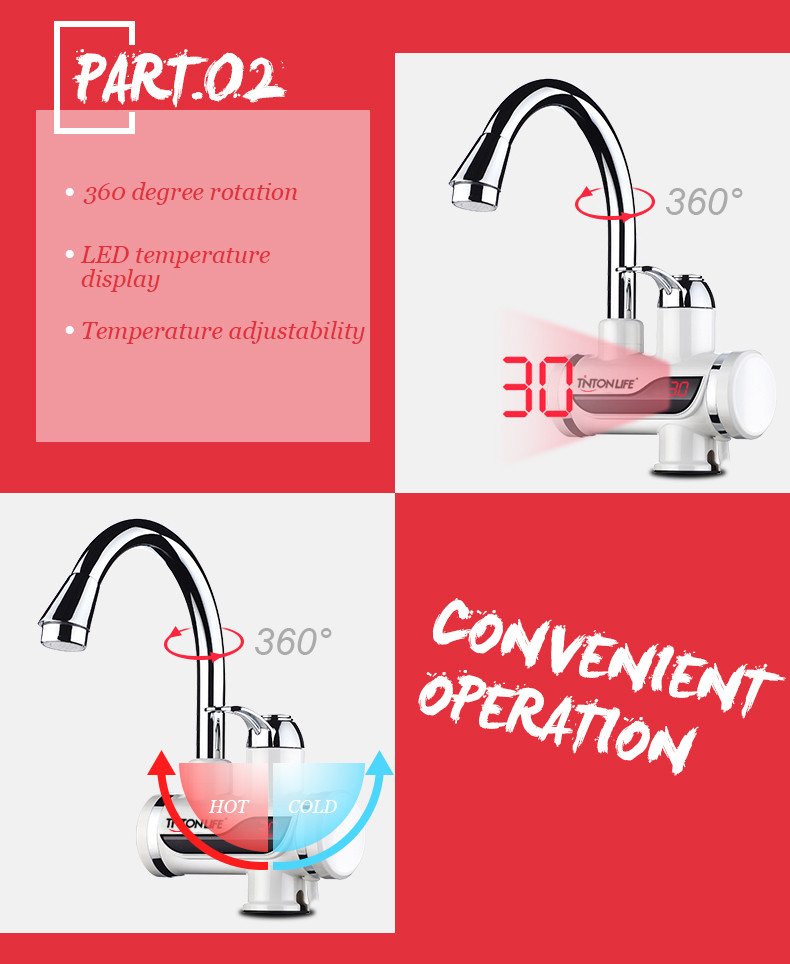 Instant Tankless Electric Hot Water Heater Faucet Kitchen Instant Heating Tap Water Heater