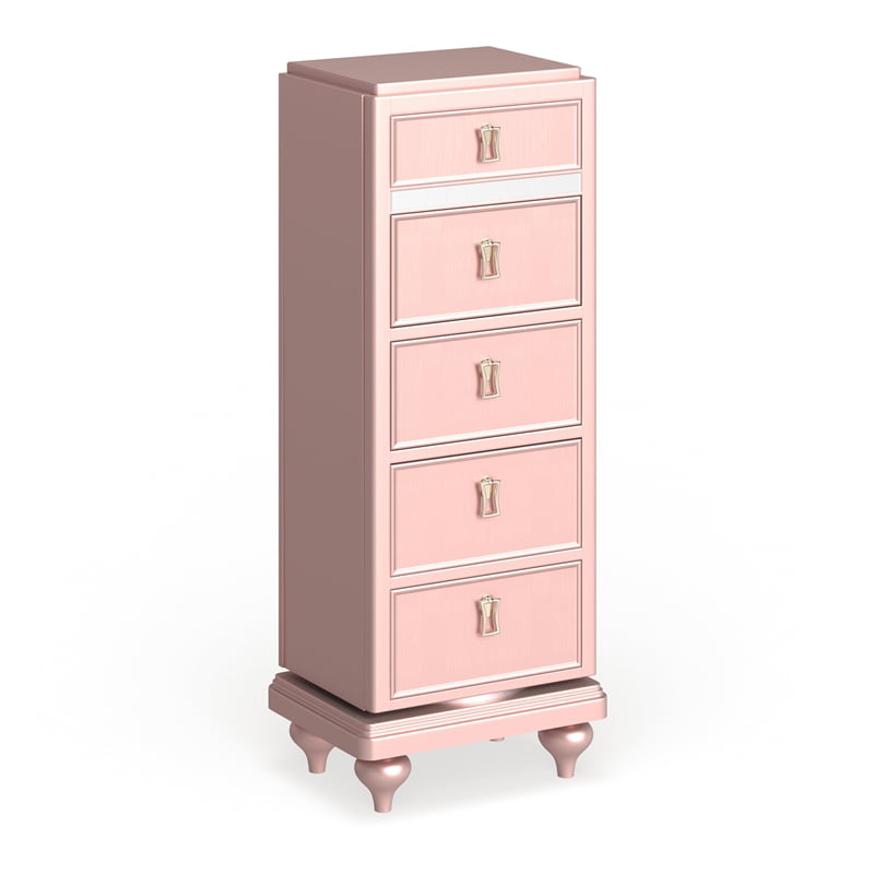 Furniture of America Appell Wood Swivel Chest with Accent Trim in Rose Gold