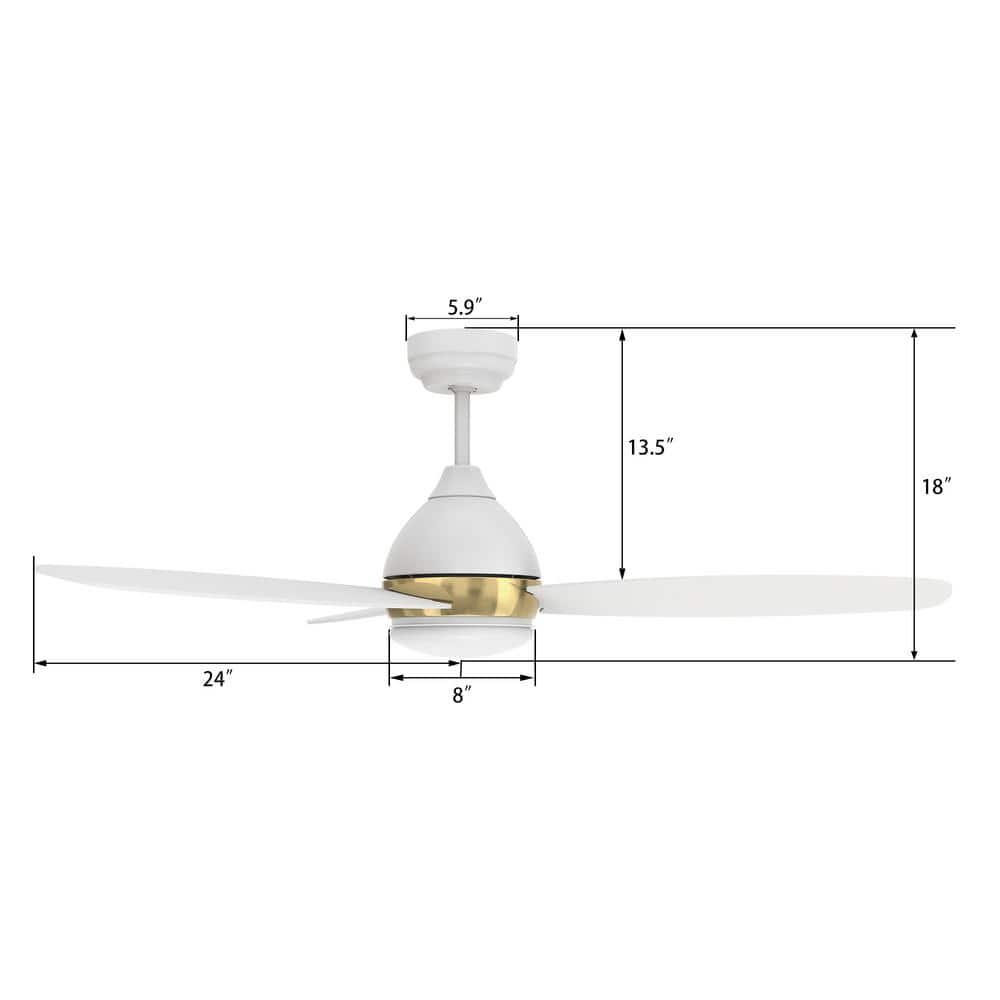 CARRO Bretton 48 in Integrated LED IndoorOutdoor White Smart Ceiling Fan with Light and Remote Works with AlexaGoogle Home