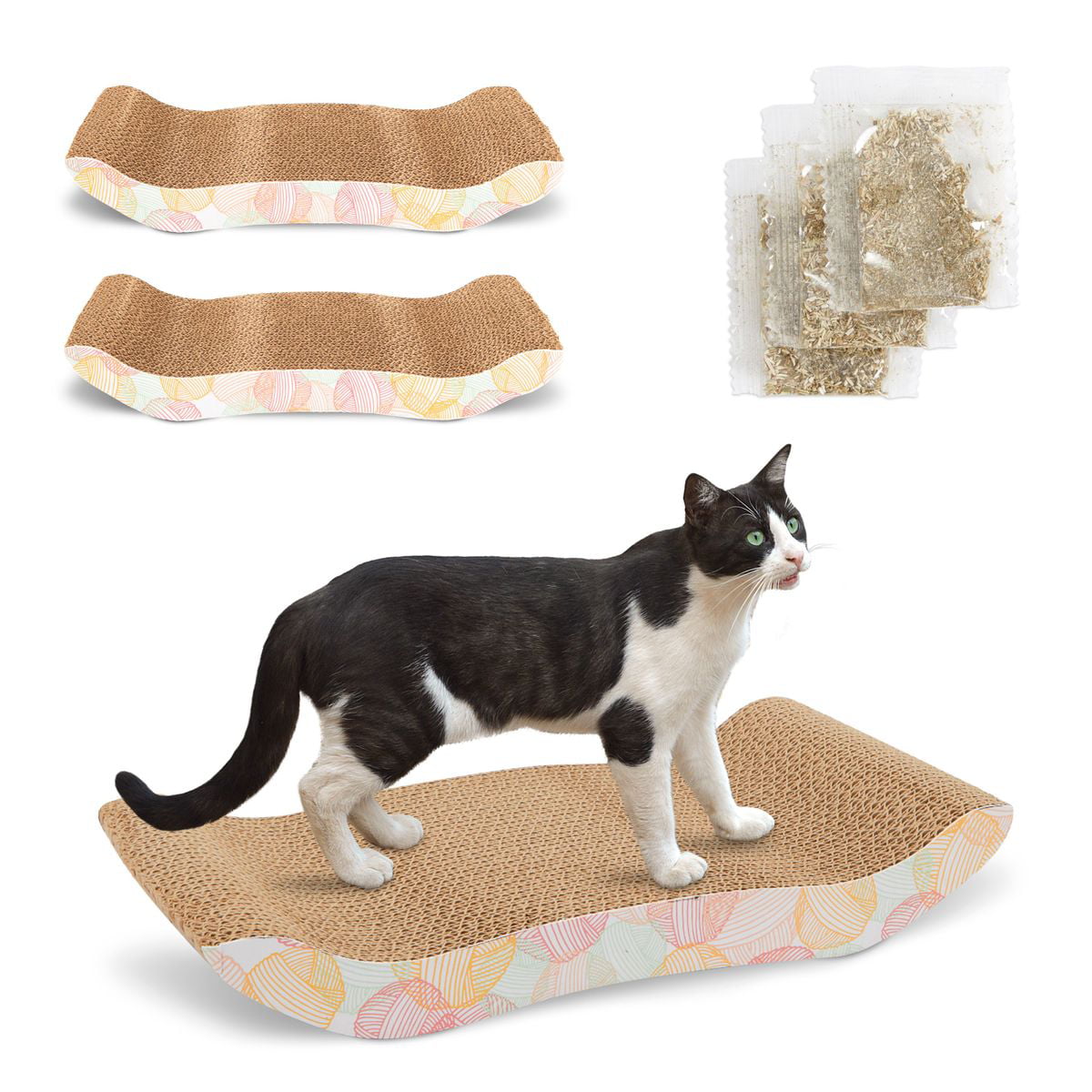 3 Pack Cat Scratch Pad with Catnip for Kitten， Indoor Pets Cardboard Replacement Scratcher Posts， 16.2 in