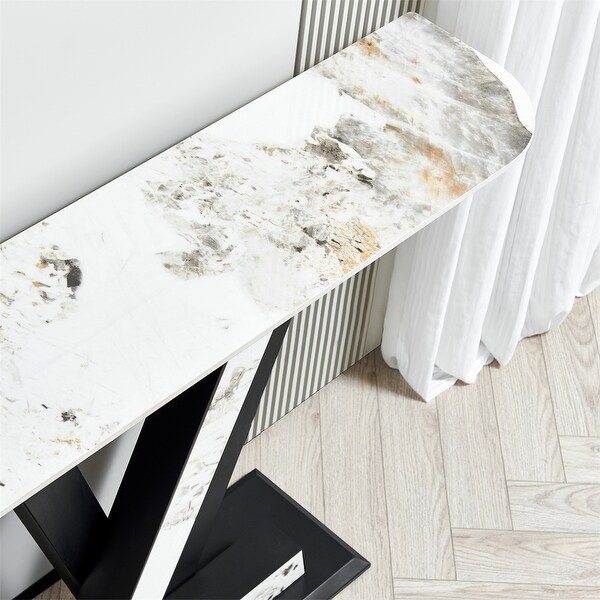 Console Table，Exquisite Shape Design w/ Adjustable Foot Pads