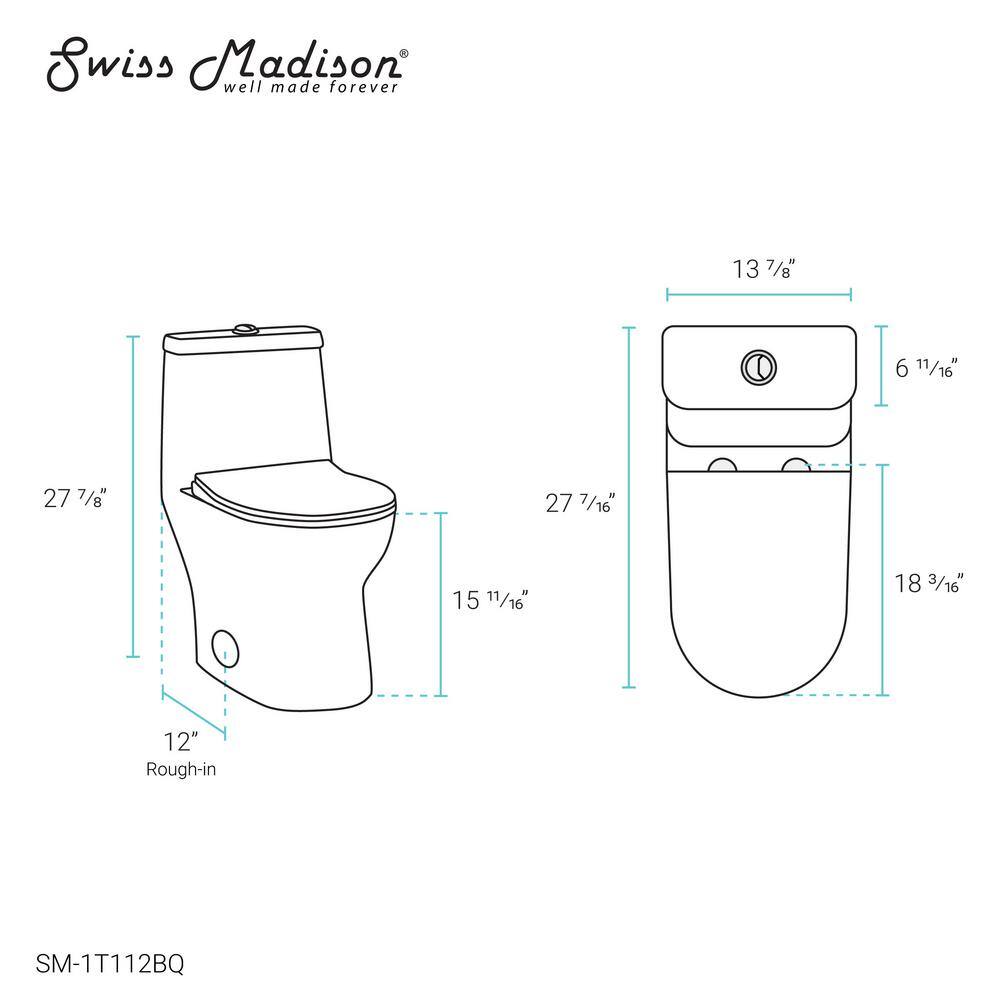 Swiss Madison Ivy 1-piece 1.11.6 GPF Elongated Toilet Dual Vortex Flush in Bisque Seat Included SM-1T112BQ