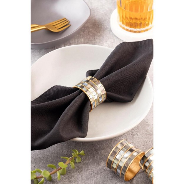 Gauri Kohli Jardin Black Pearl Napkin Rings Set Of 6