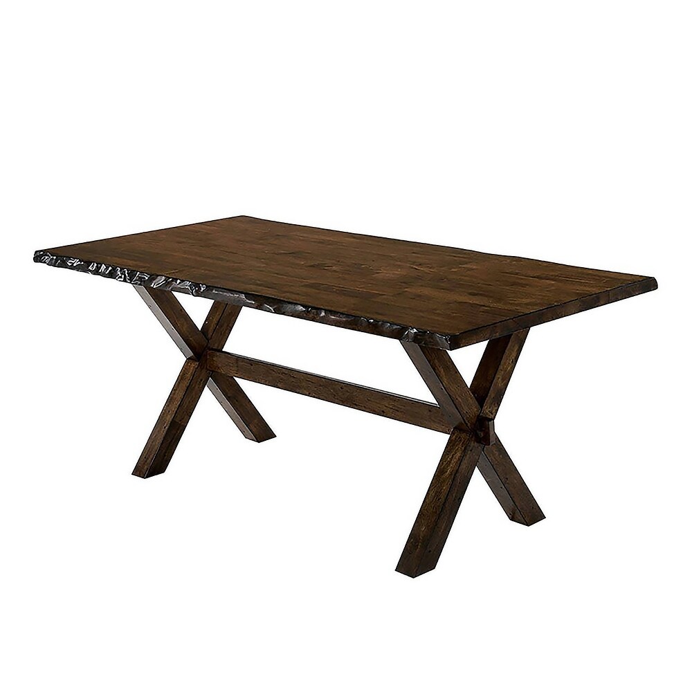 Wooden Cross Leg Dining Table in Walnut