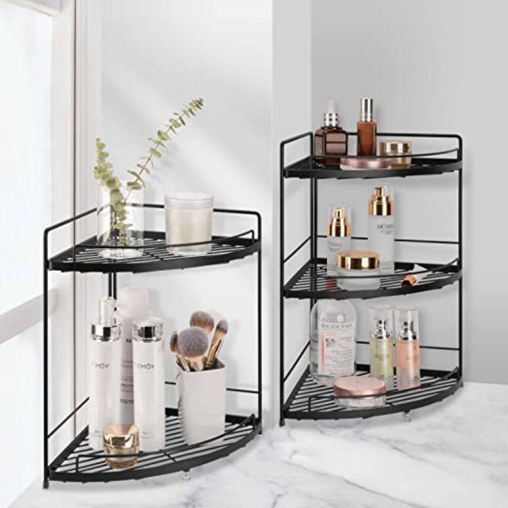 Dyiom Corner Bathroom Organizer Freestanding Shower Caddy in Black B09QPW1PRF