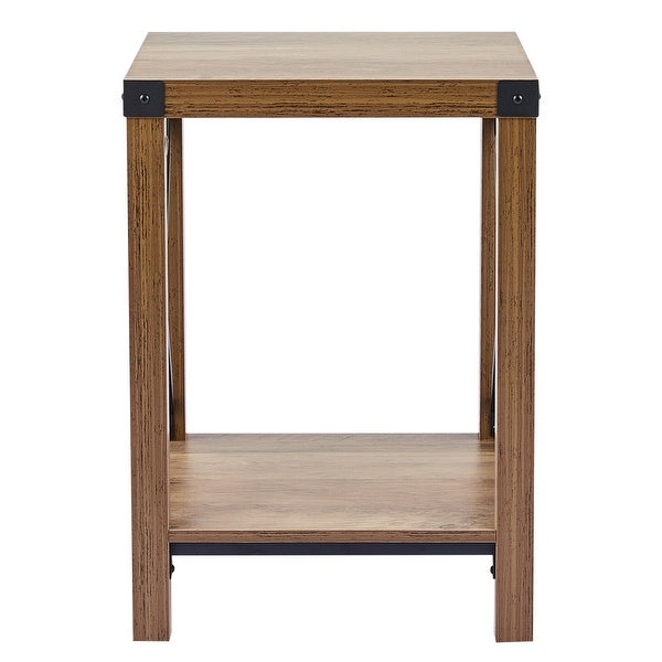 CO-Z 16-Inch Farmhouse Side or End Table with Storage Shelf