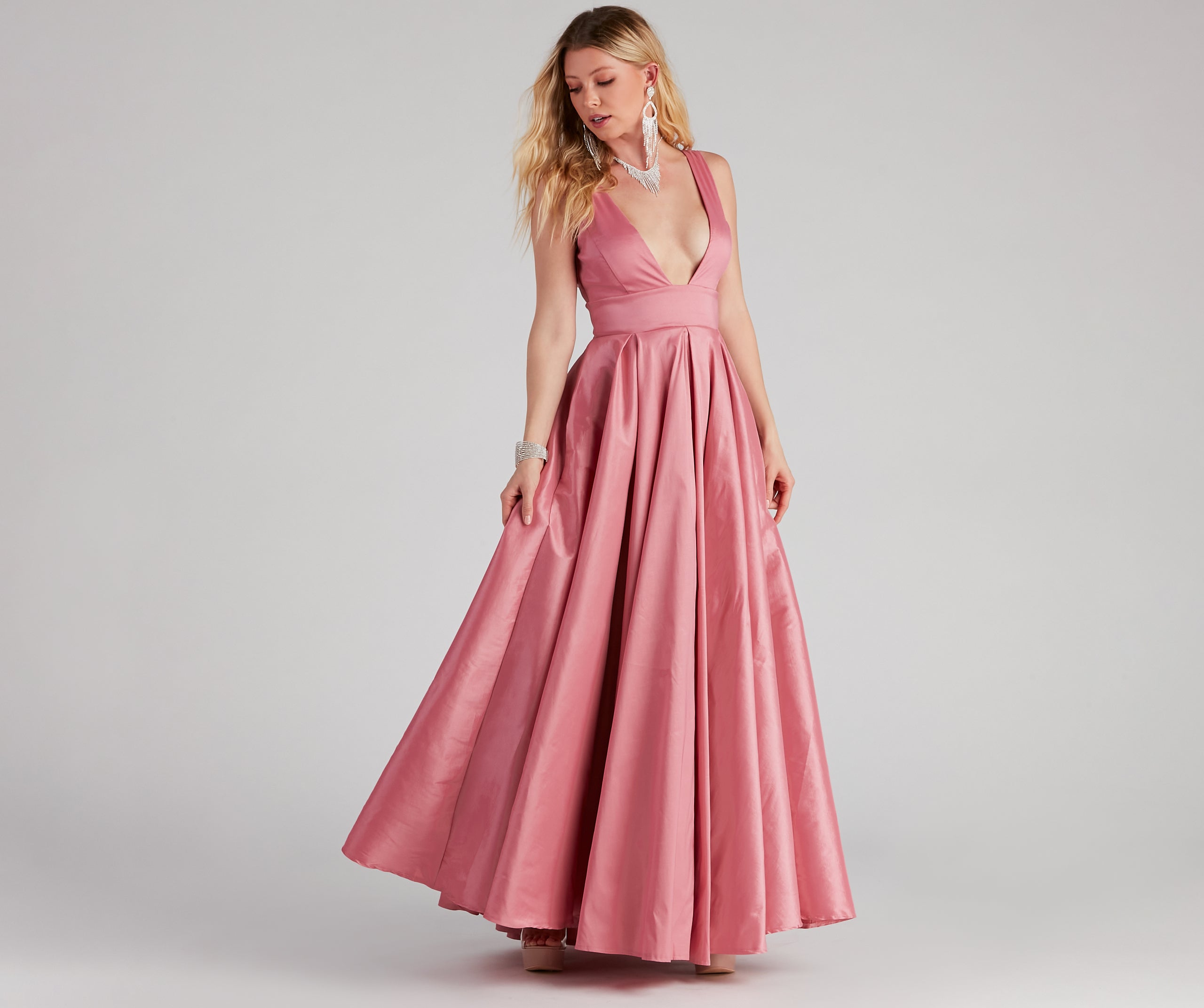 Angelita Taffeta Deep V Ball Gown