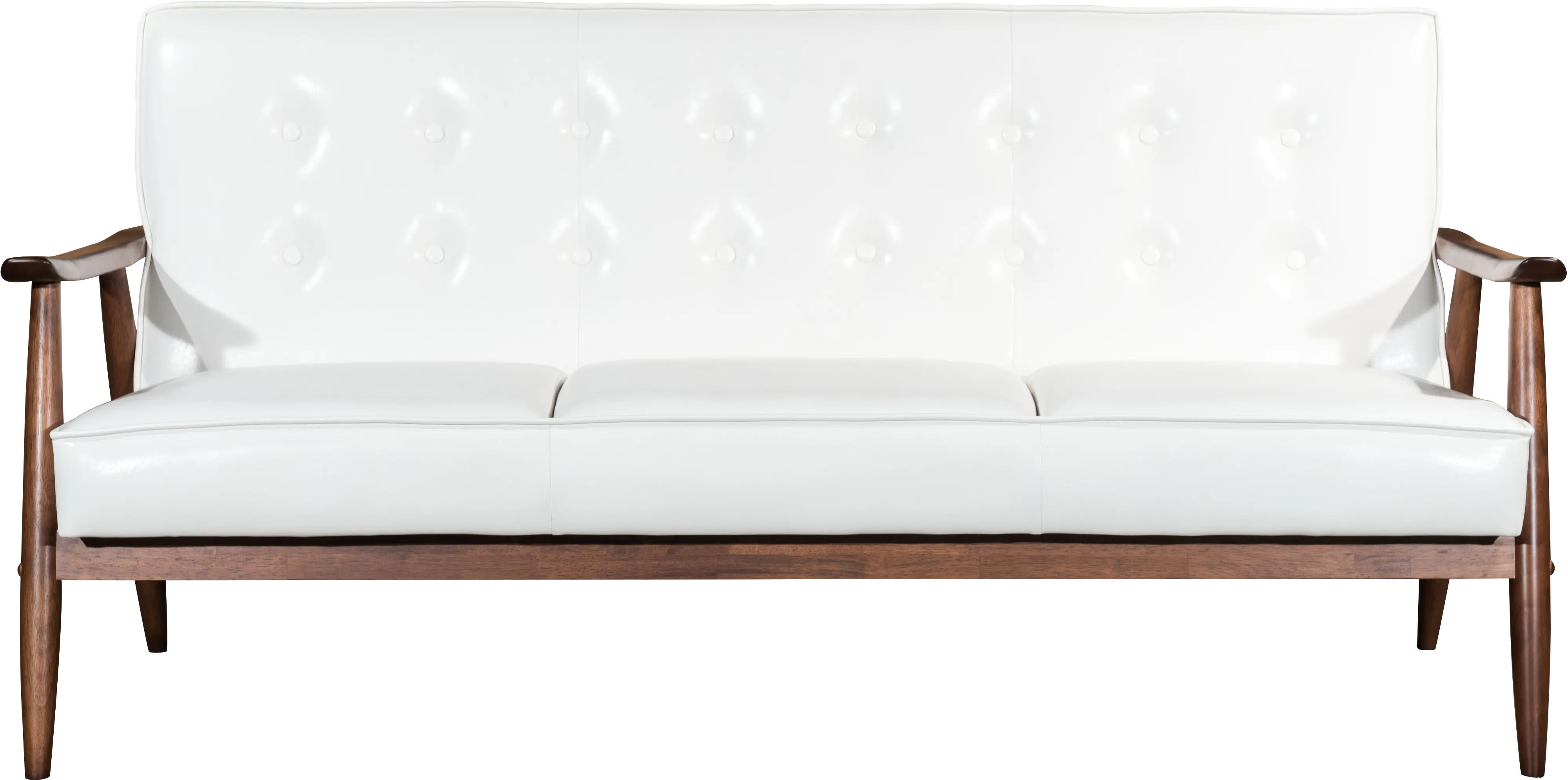 White Leatherette Sofa - Rocky