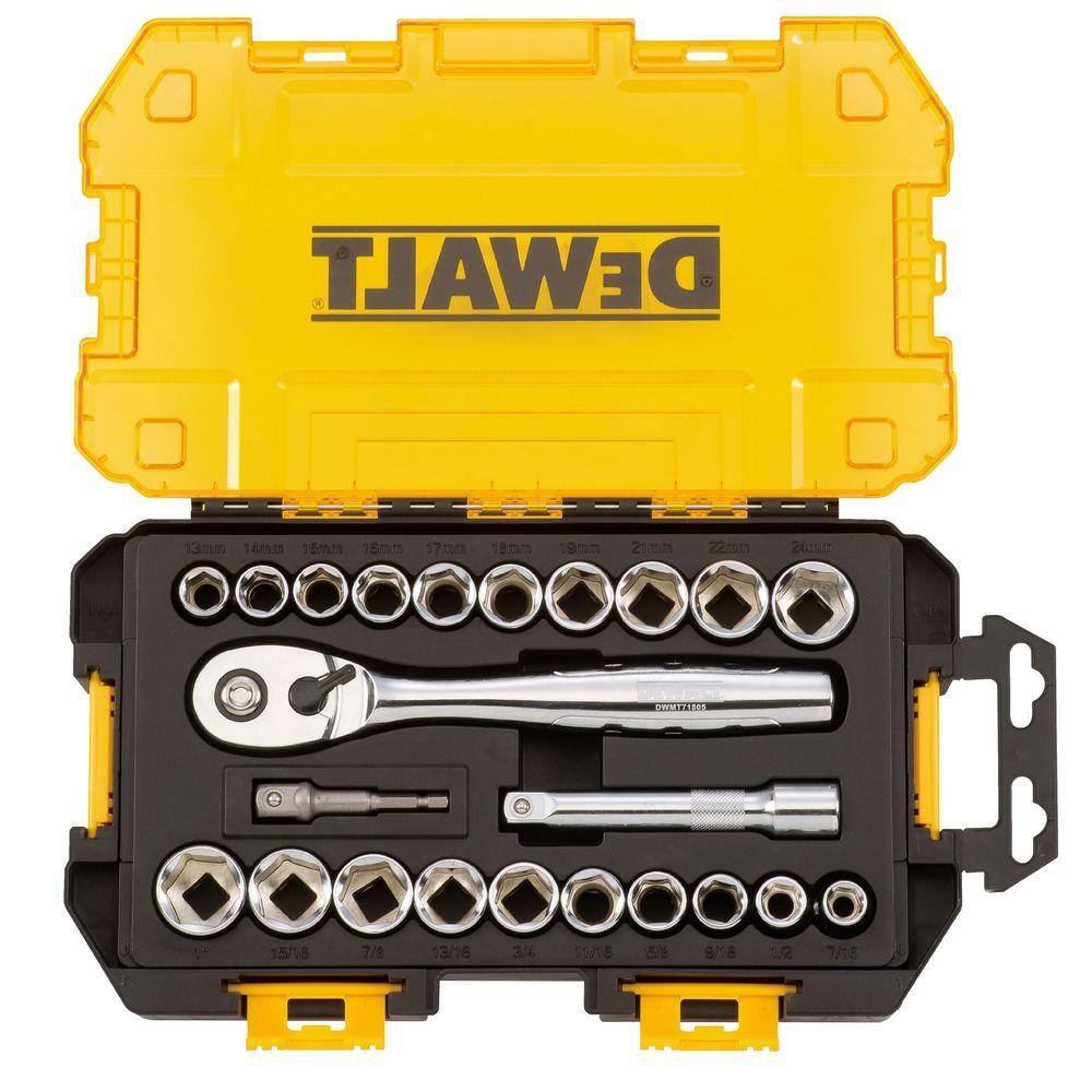 DW 12 in. Drive Combination Socket Set with Case (23-Piece) DWMT73813