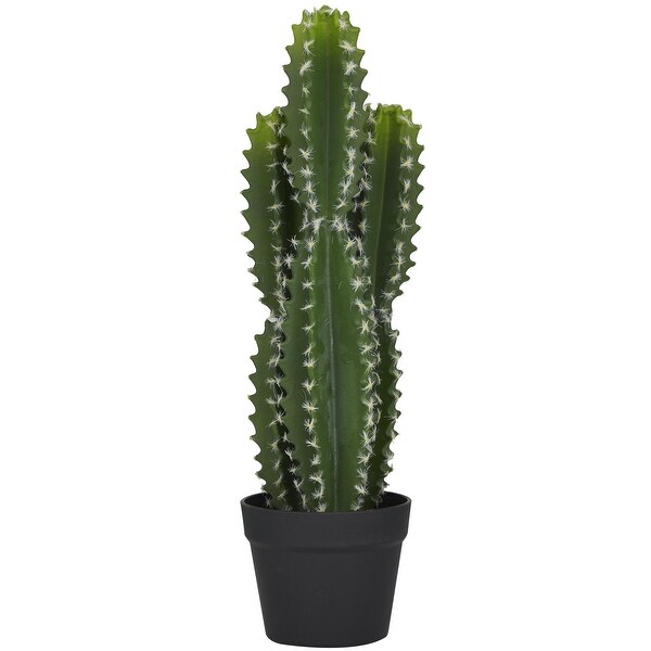 Faux Foliage Cactus Artificial Plant with Realistic Leaves and Black Round Pot