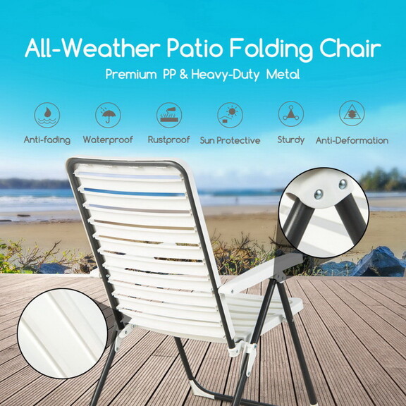 Costway PP Folding Patio Chaise Lounger with 7 Lev...