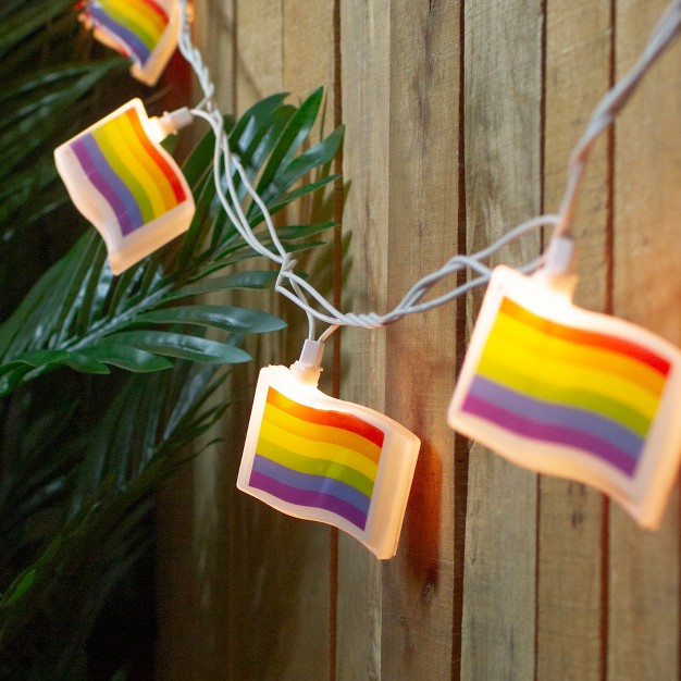 Northlight 10 count Rainbow Flag Novelty String Lights 7 5 Ft White Wire