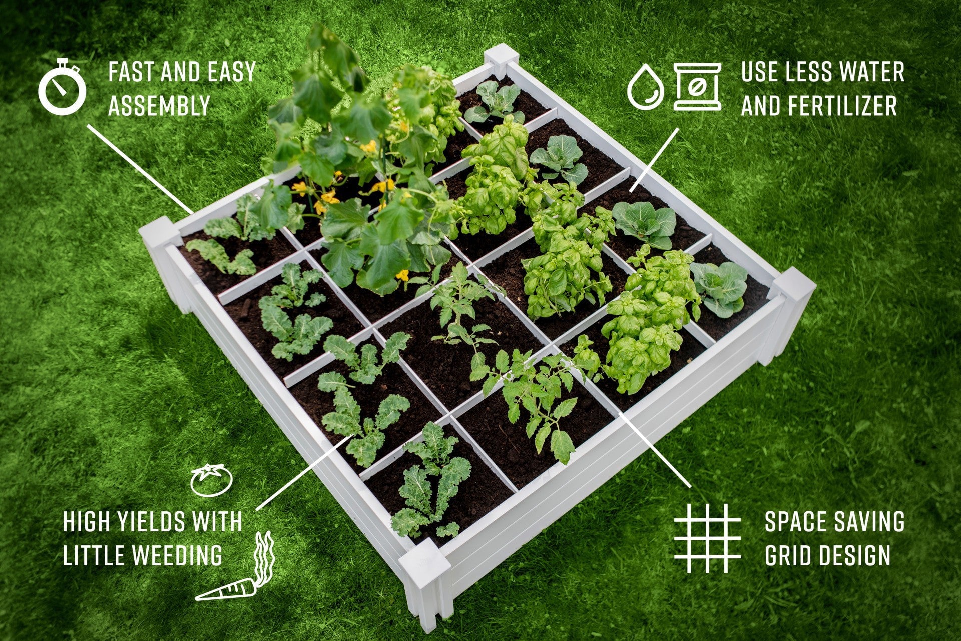 Vita Modular Vinyl Garden with Planting Grid 2-pack