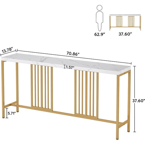 70.9 Inch Long Narrow Sofa Console Table for Entryway Skinny Couch Table Behind Entryway Table with Metal for Living Room