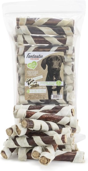 Fantastic Dog Chews Stuffed Gullets with Rawhide Dog Treats， 25 count