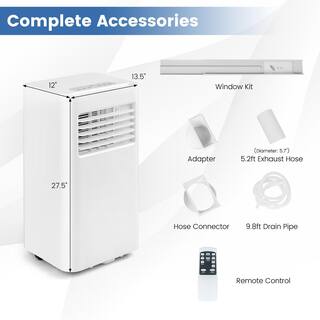 Costway 8000 BTU Portable Air Conditioner Cools 250 Sq. Ft. in White FP10270US-WH