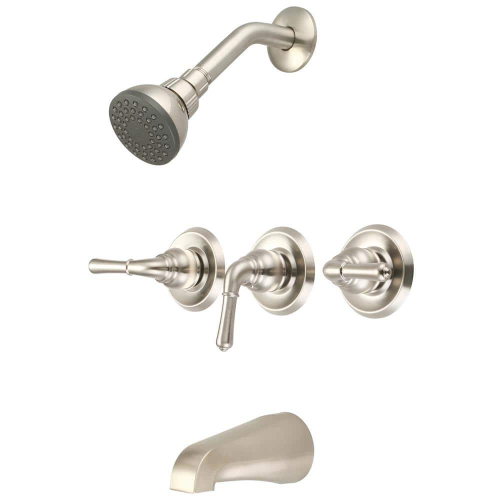 Olympia Faucets Elite 3Handle 1Spray Tub and Shower Faucet in Brushed Nickel