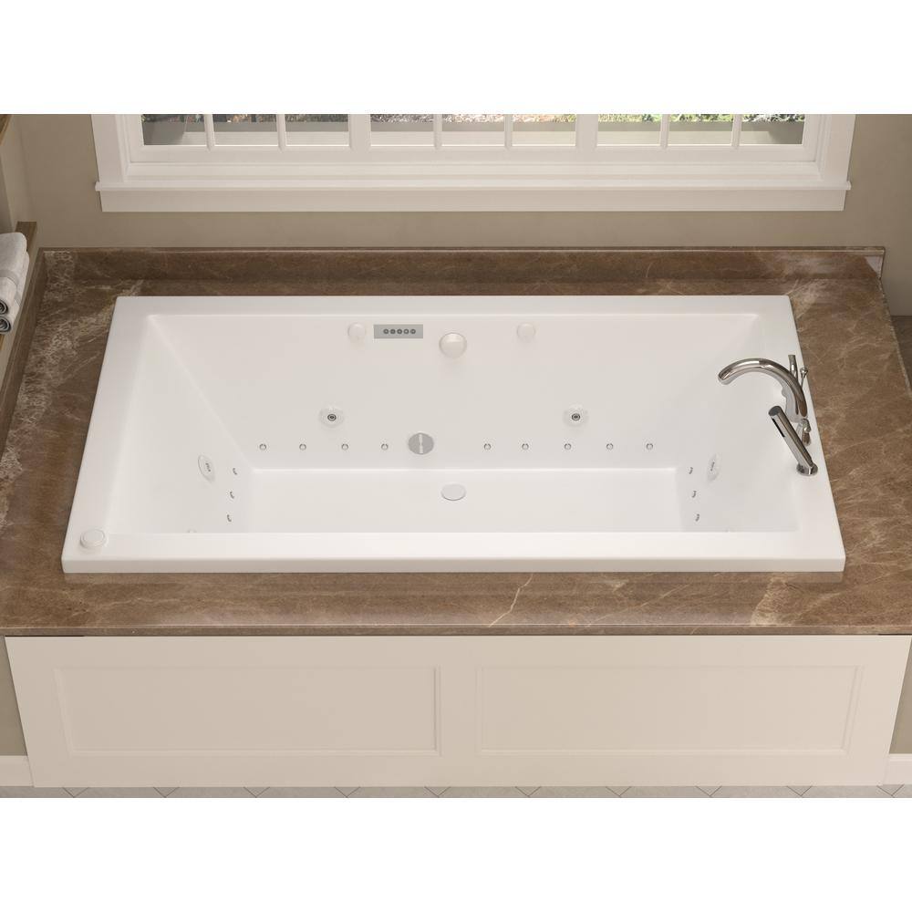 Universal Tubs Sapphire Diamond Series 6 ft. Center Drain Rectangular Drop-in Whirlpool and Air Bath Tub in White HD4272VNCDLX